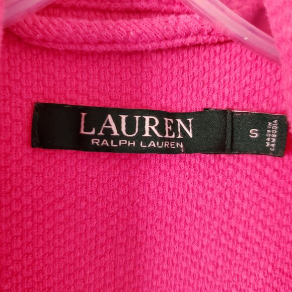 Lauren Ralph Lauren Robe Womens S Pink Waffle Weave Pockets Belt Bathrobe LRL - Picture 8 of 15